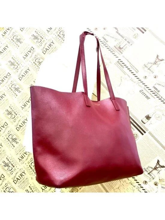 Saint Laurent Shopping Tote Shoulder Bag Red A3 Business Travel - Picture 3 of 16